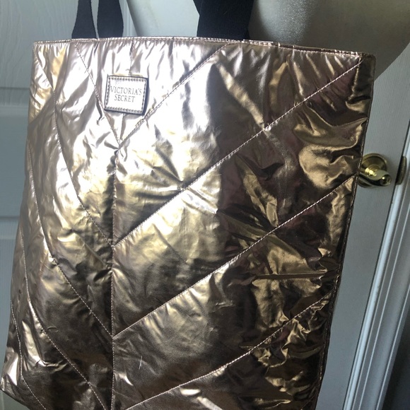 Victoria Secret Tote Bag Rose Gold Quilted Style - Picture 3 of 7